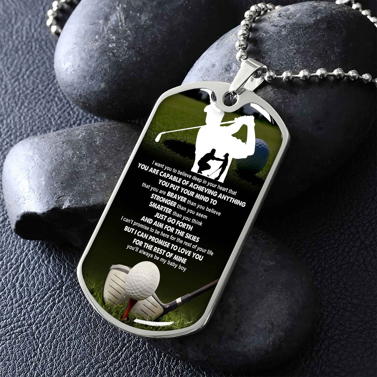 sport military chain 18k gold plated silver plated to my son from dad motivation message