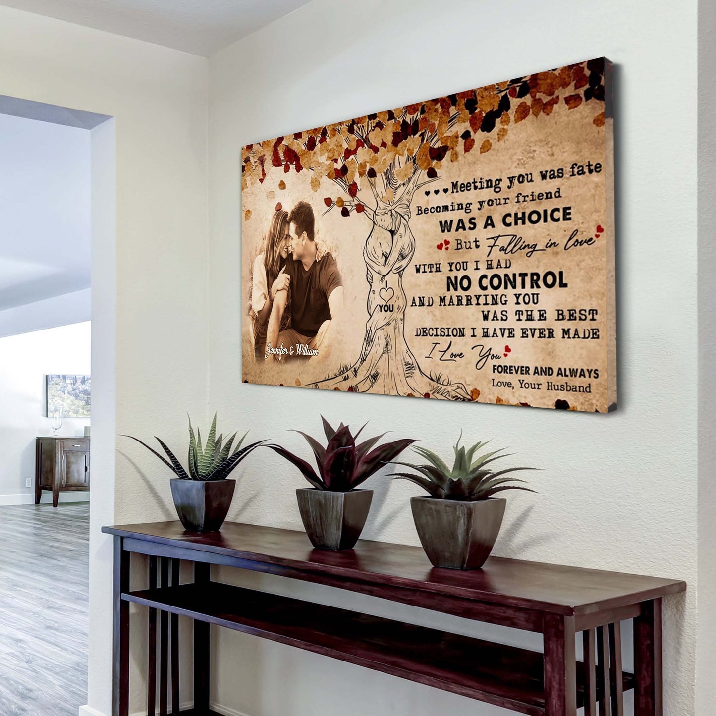 valentines gifts-poster canvas-custom image- husband to wife- marrying you was one of the best decision i ever made