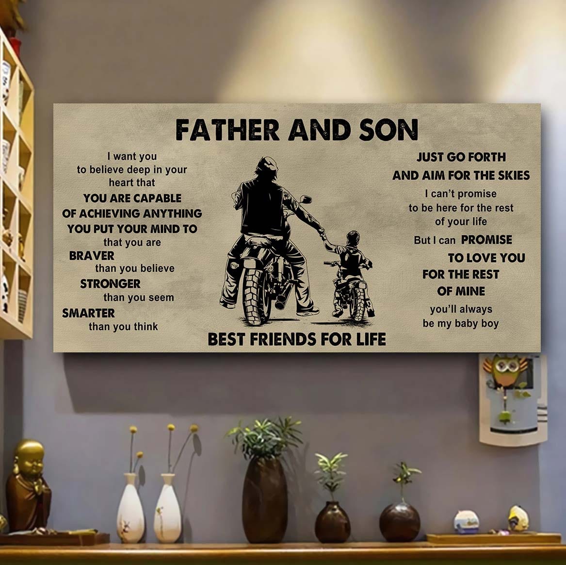 vikings father and son best friends for life - that you are braver than you believe poster canvas gift for son from father