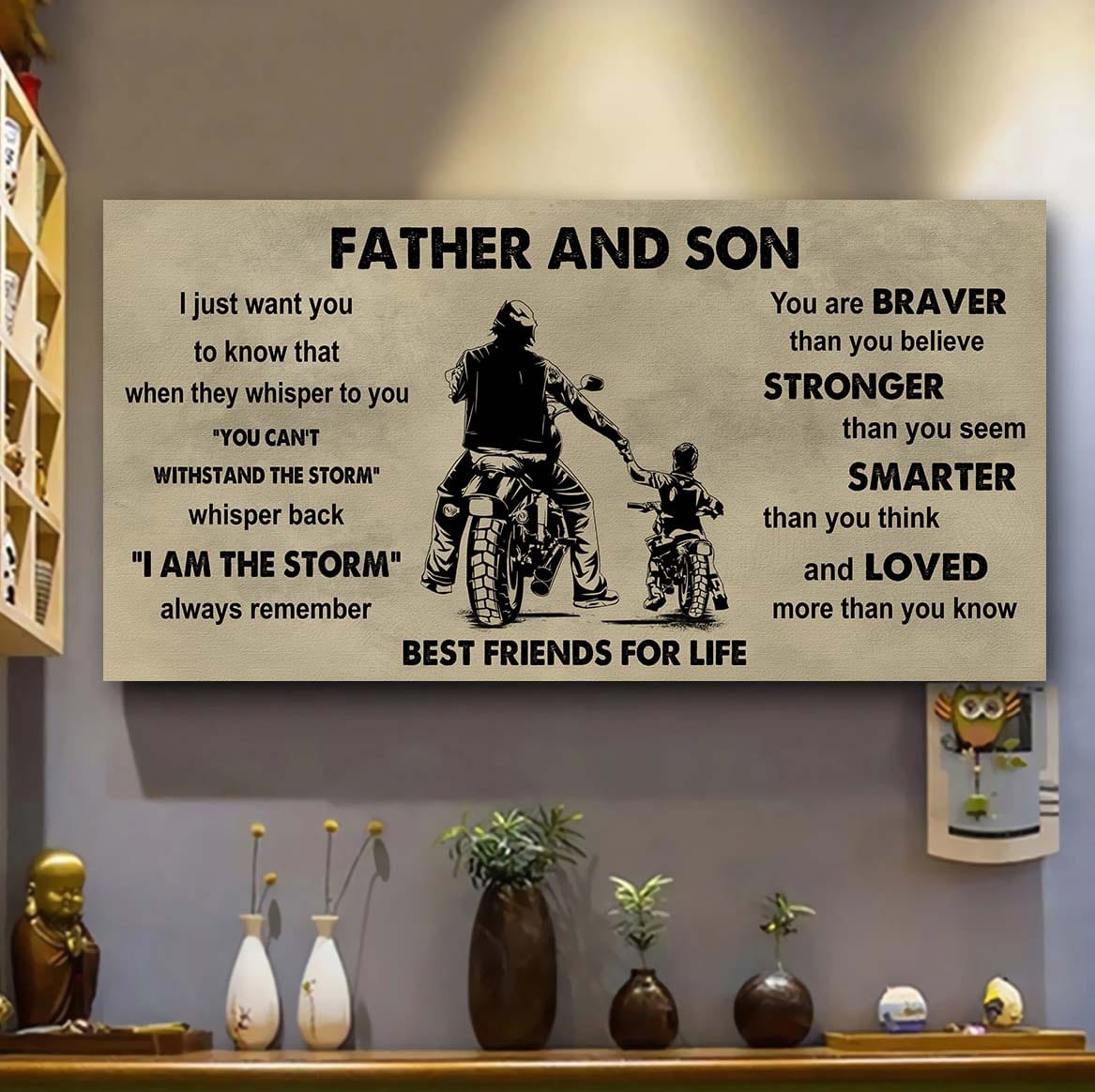 soldier father and son best friends for life - i am the storm poster canvas gift for son from father
