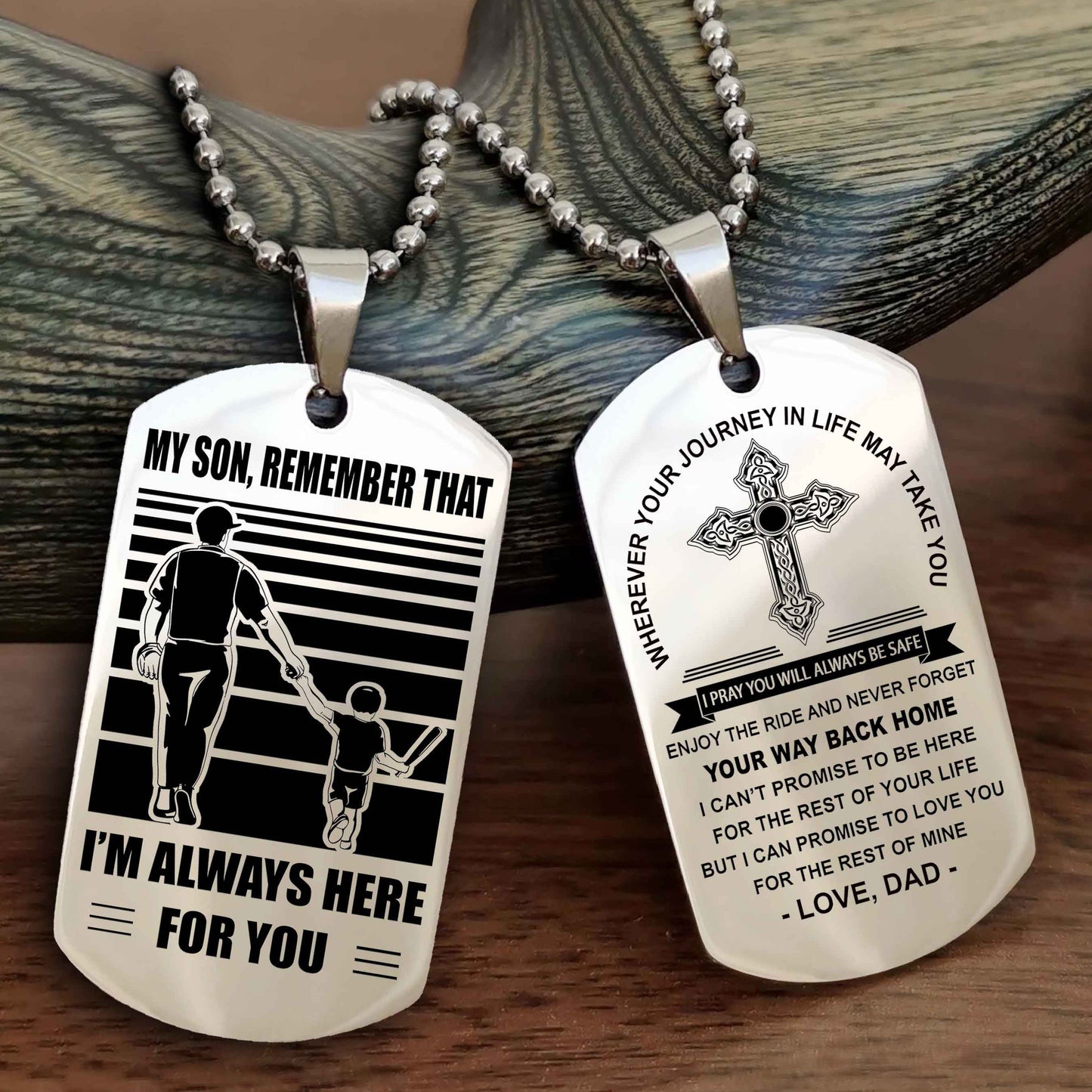 drb cross double sided dog tag my son remember that - gift for son enjoy the ride never forget your way back home