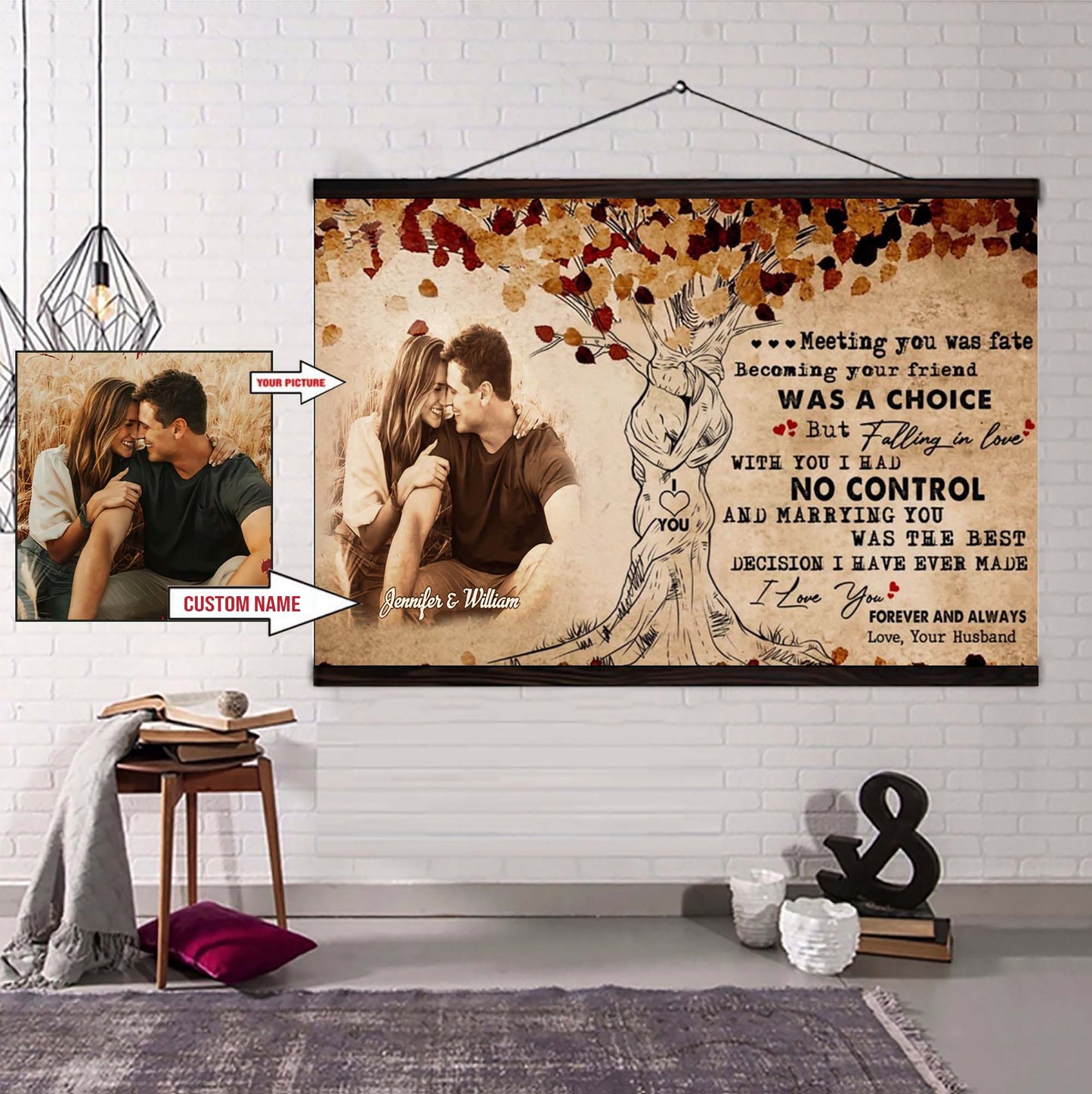 valentines gifts-poster canvas-custom image- husband to wife- if i could give you one thing in life