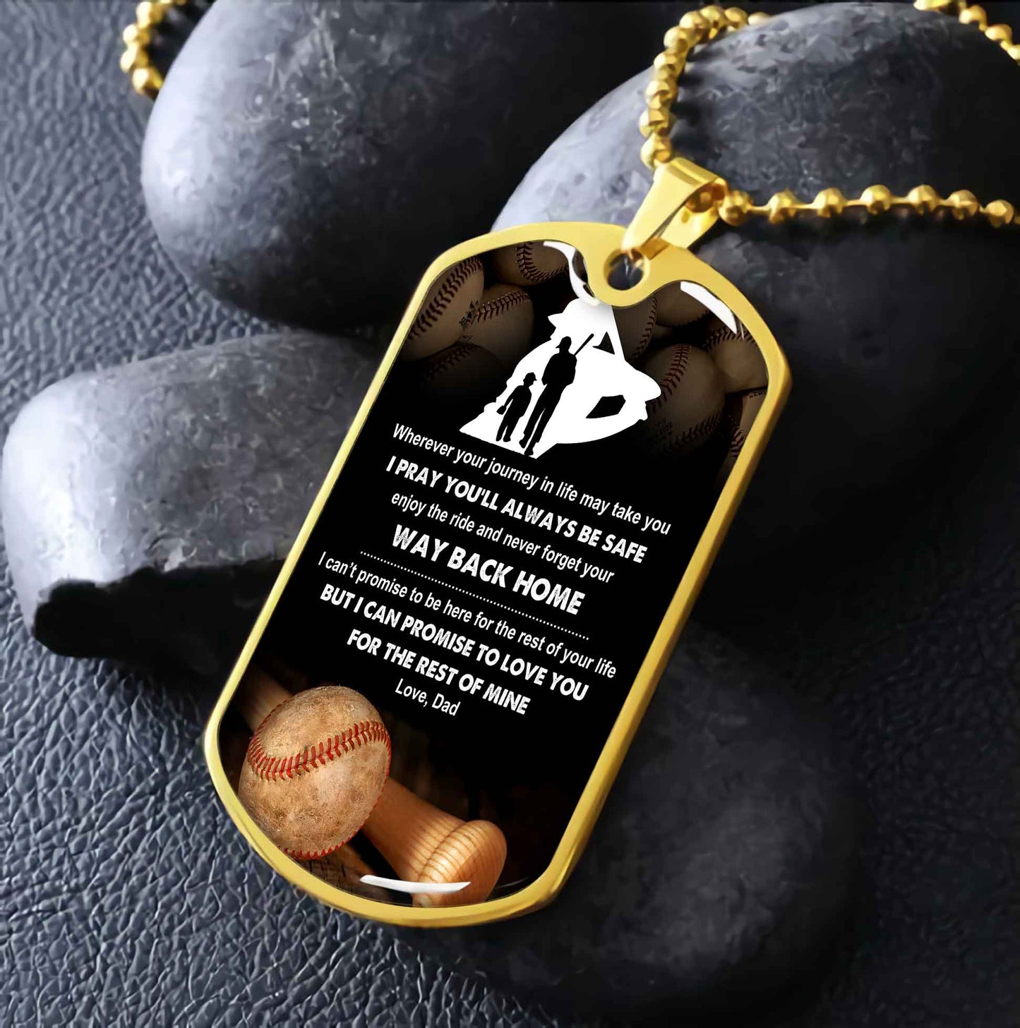 sport military chain 18k gold plated silver plated to my son from dad motivation message