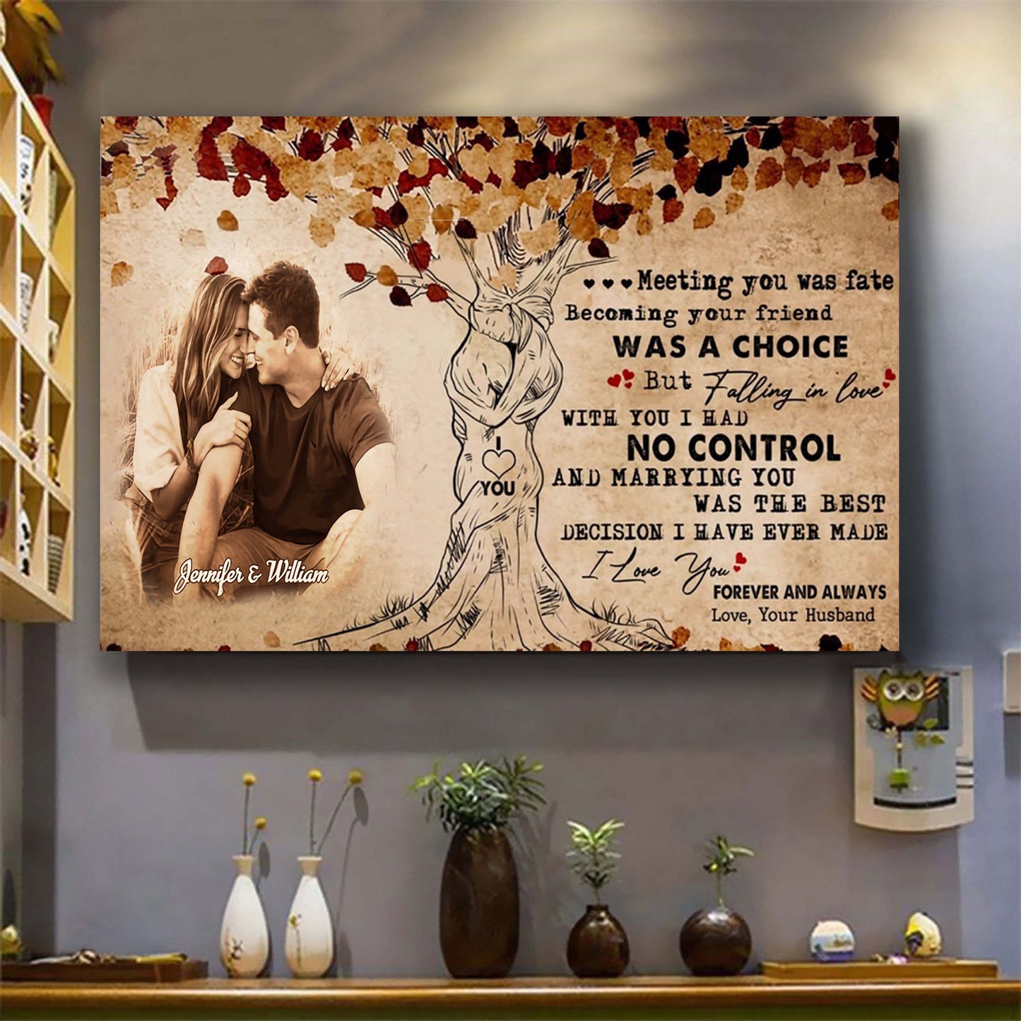 valentines gifts-poster canvas-custom image- husband to wife- marrying you was one of the best decision i ever made