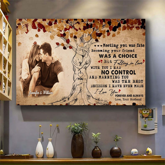 Valentines gifts-Poster canvas-Custom Image- Husband to Wife- Meeting you was fate