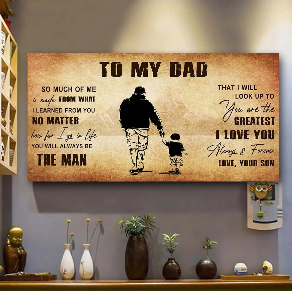 drb to my dad - you are the greatest i love you poster canvas gift for father from son