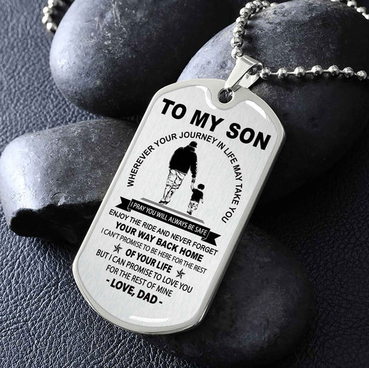DRB Military Chain 18K Gold Plated Silver Plated To My Son Never Forget Your Way Back Home