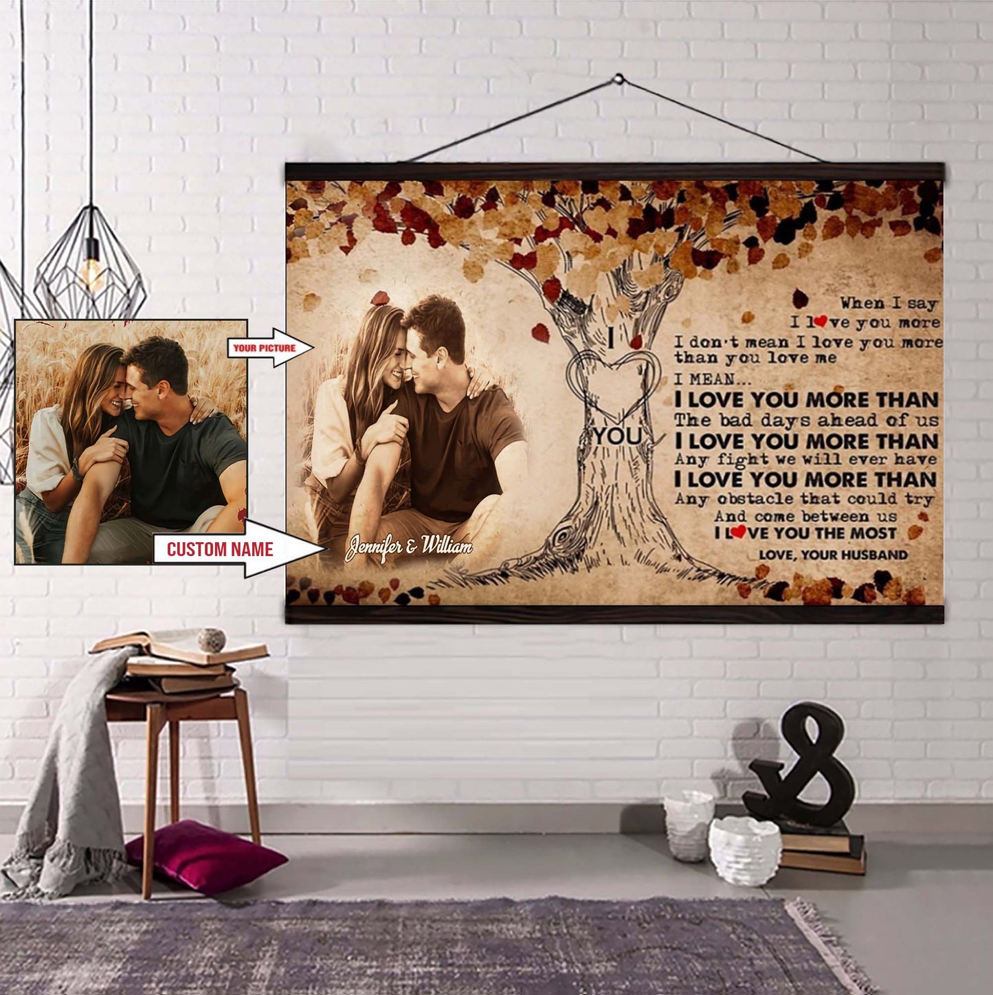 valentines gifts-poster canvas-custom image- husband to wife- if i could give you one thing in life