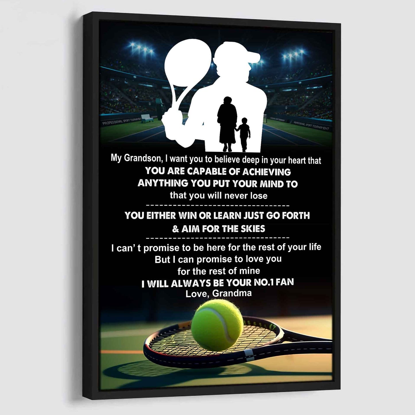 Sport Poster Canvas Grandma To Grandson - That You Will Never Lose You Either Win Or Learn I Will Always Your No 1 Fan