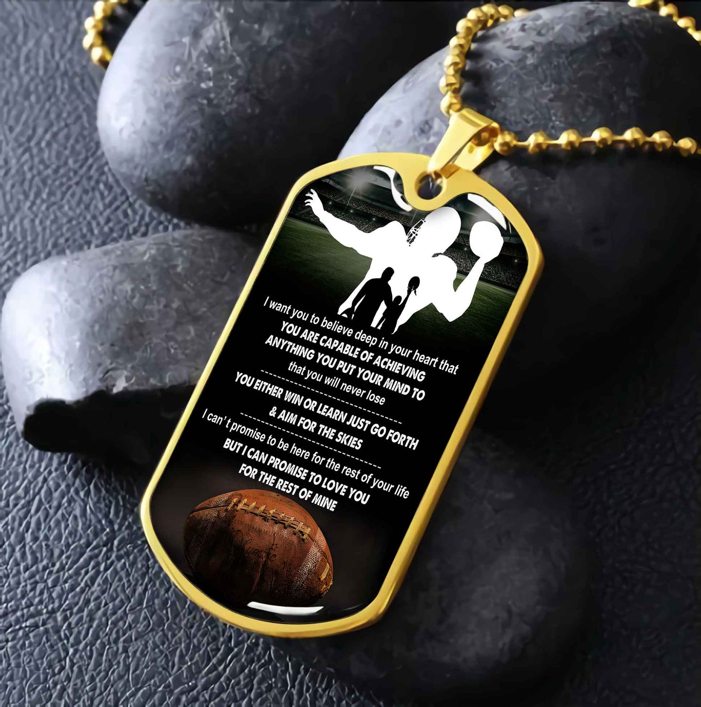 sport military chain 18k gold plated silver plated to my son from dad motivation message