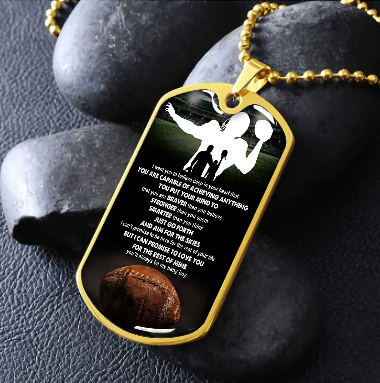 sport military chain 18k gold plated silver plated to my son from dad motivation message