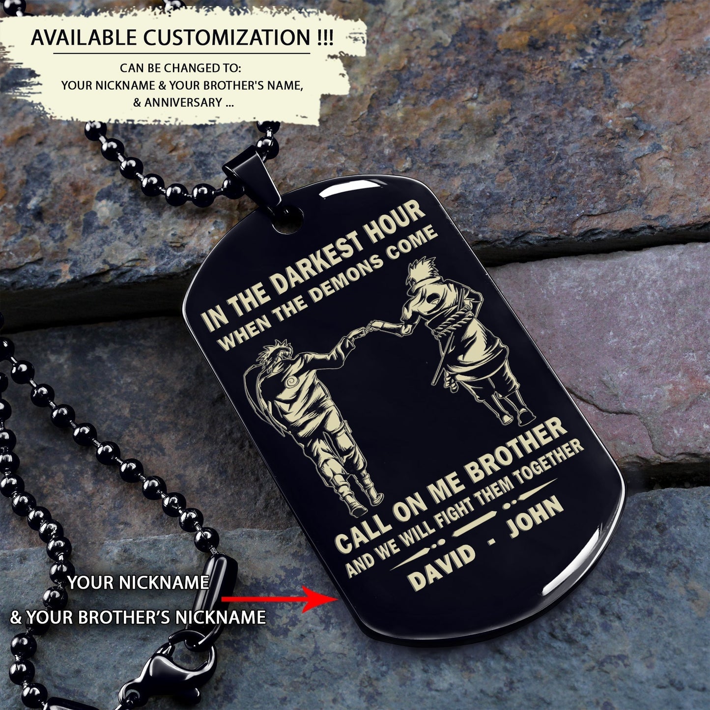 personalized one sided dog tag call on me brother and we will fight them together gift for your brother your cousins