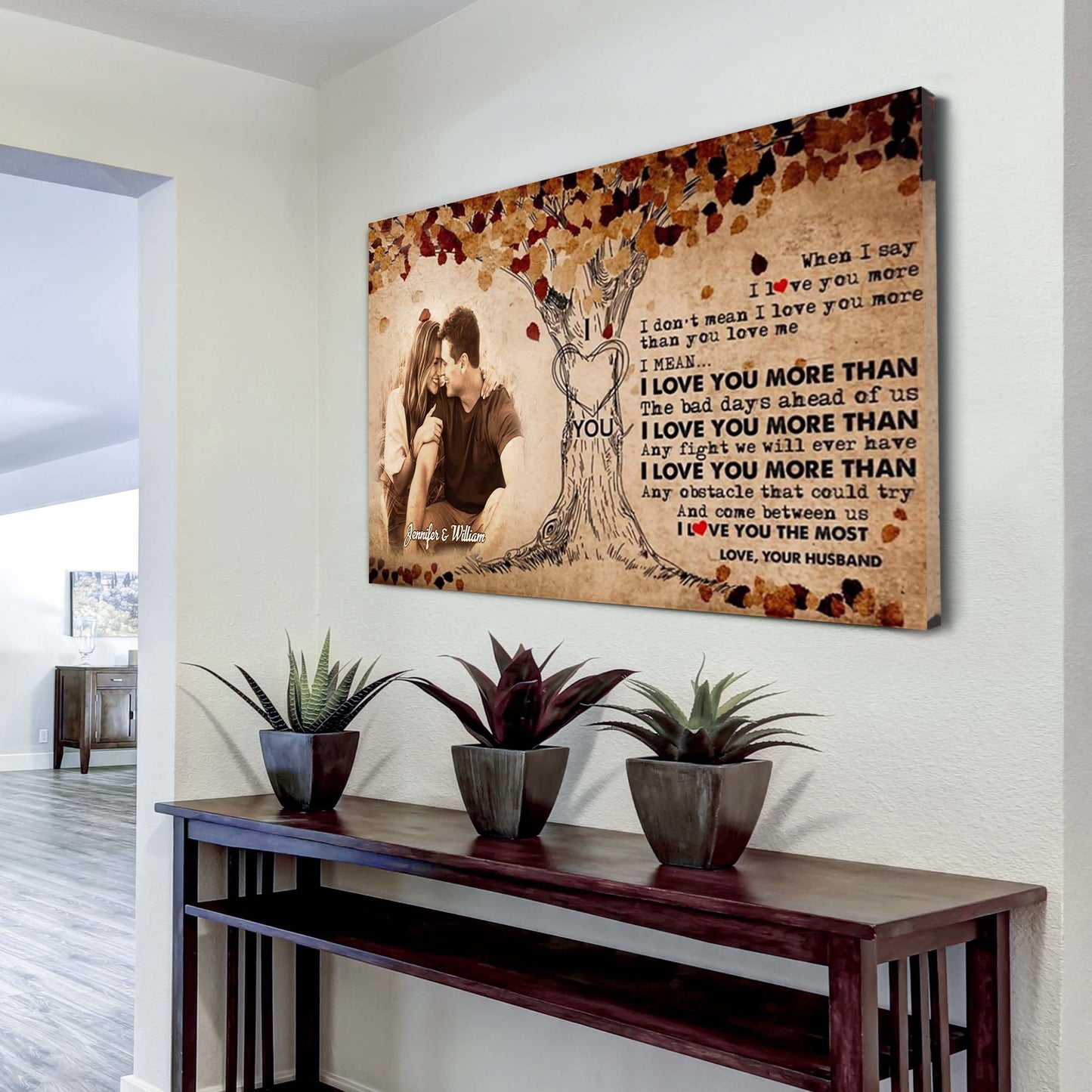 valentines gifts-poster canvas-custom image- husband to wife- marrying you was one of the best decision i ever made