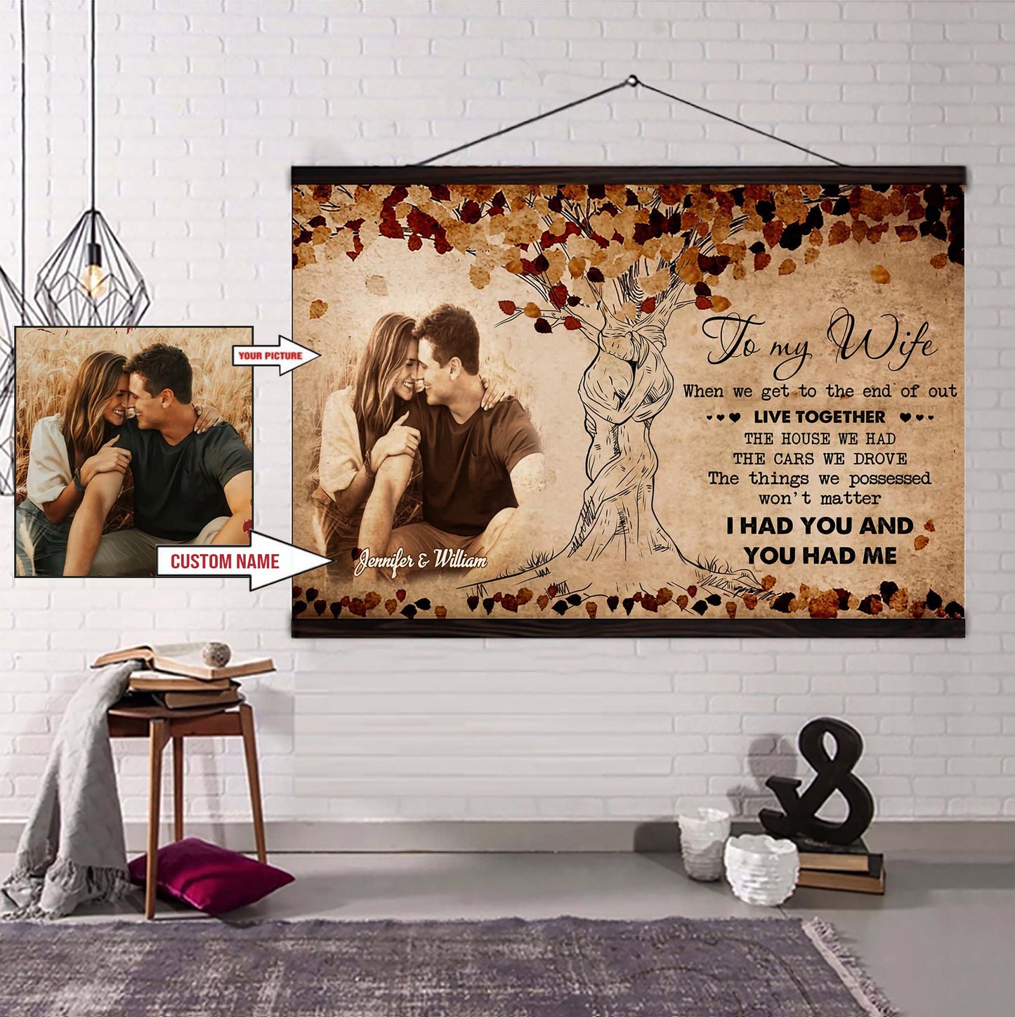 valentines gifts-poster canvas-custom image- husband to wife- marrying you was one of the best decision i ever made