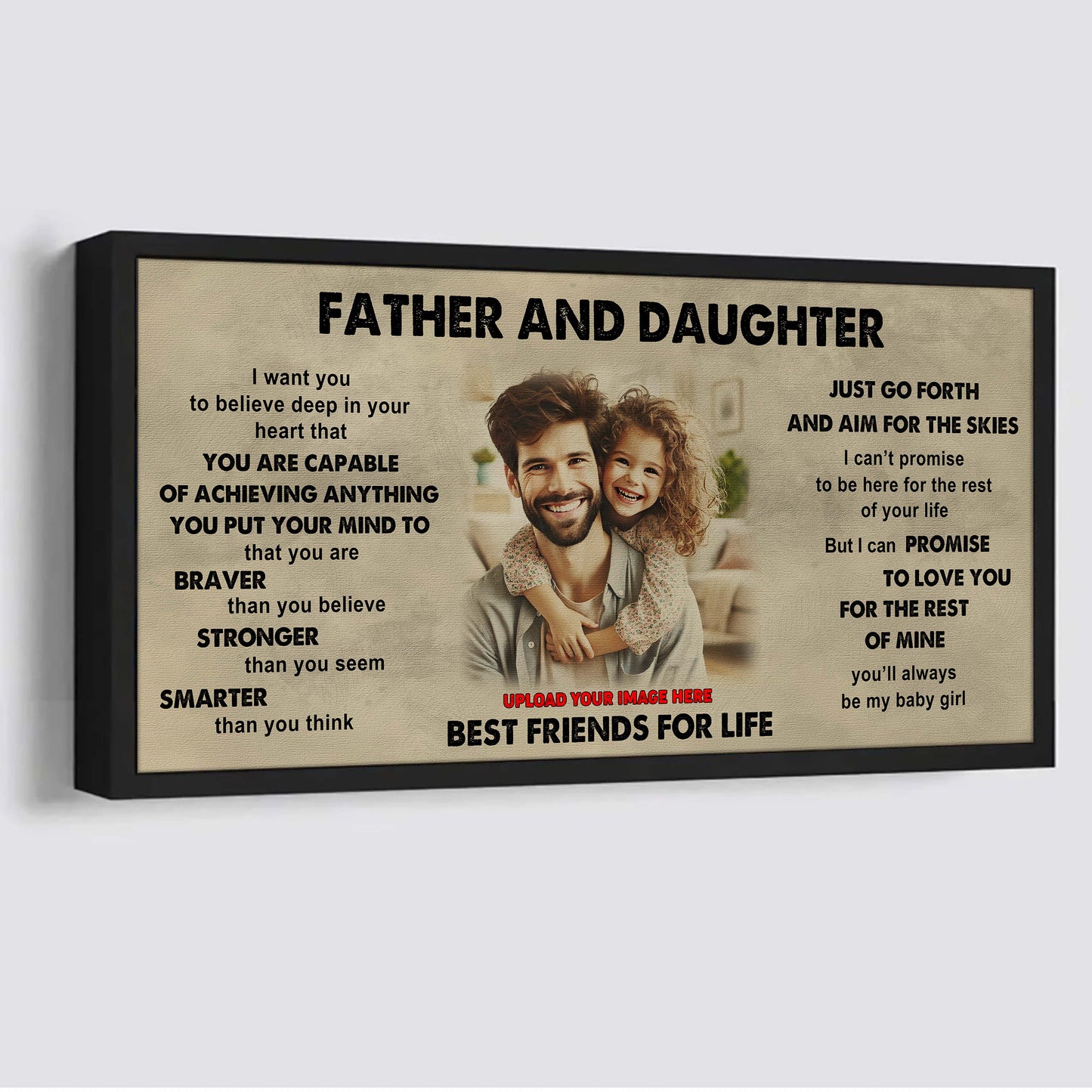 drb father and daughter best friends for life - that you are braver than you believe poster canvas gift for daughter from father