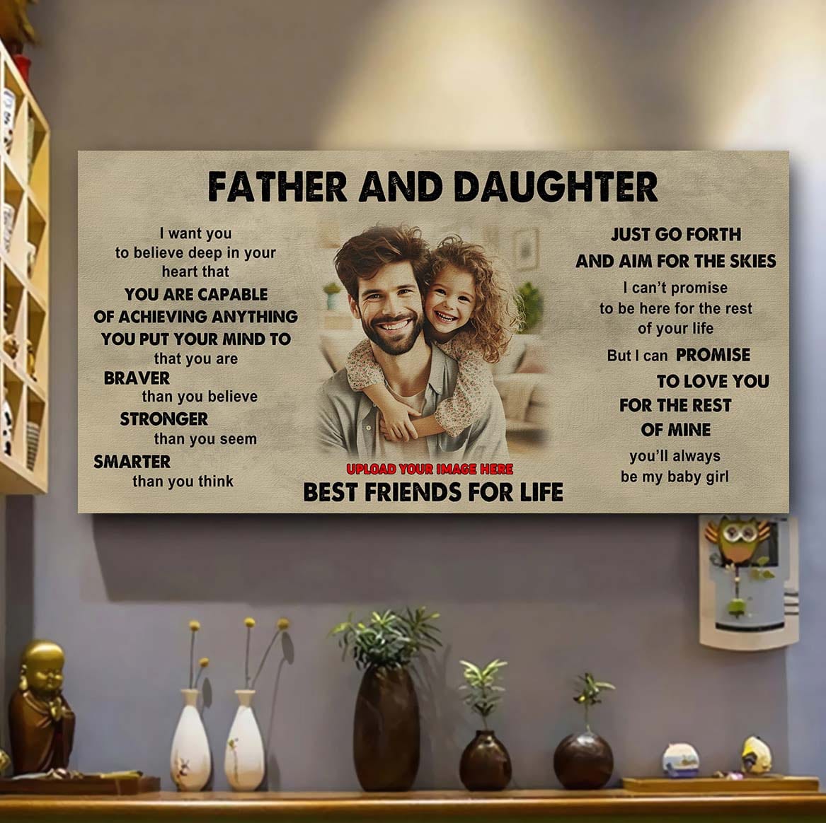 drb father and daughter best friends for life - that you are braver than you believe poster canvas gift for daughter from father
