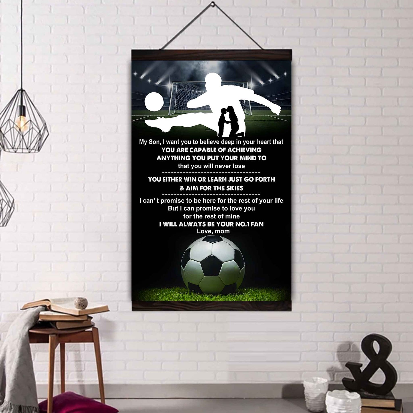 sport poster canvas mom to son - you will never lose you either win or learn i will always your no 1 fan