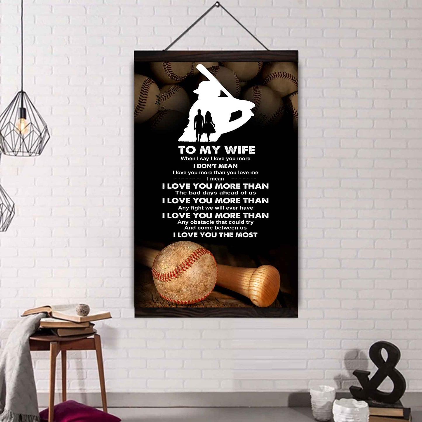 sport poster canvas to my wife when i say i love you more - i love you the most gift for your wife