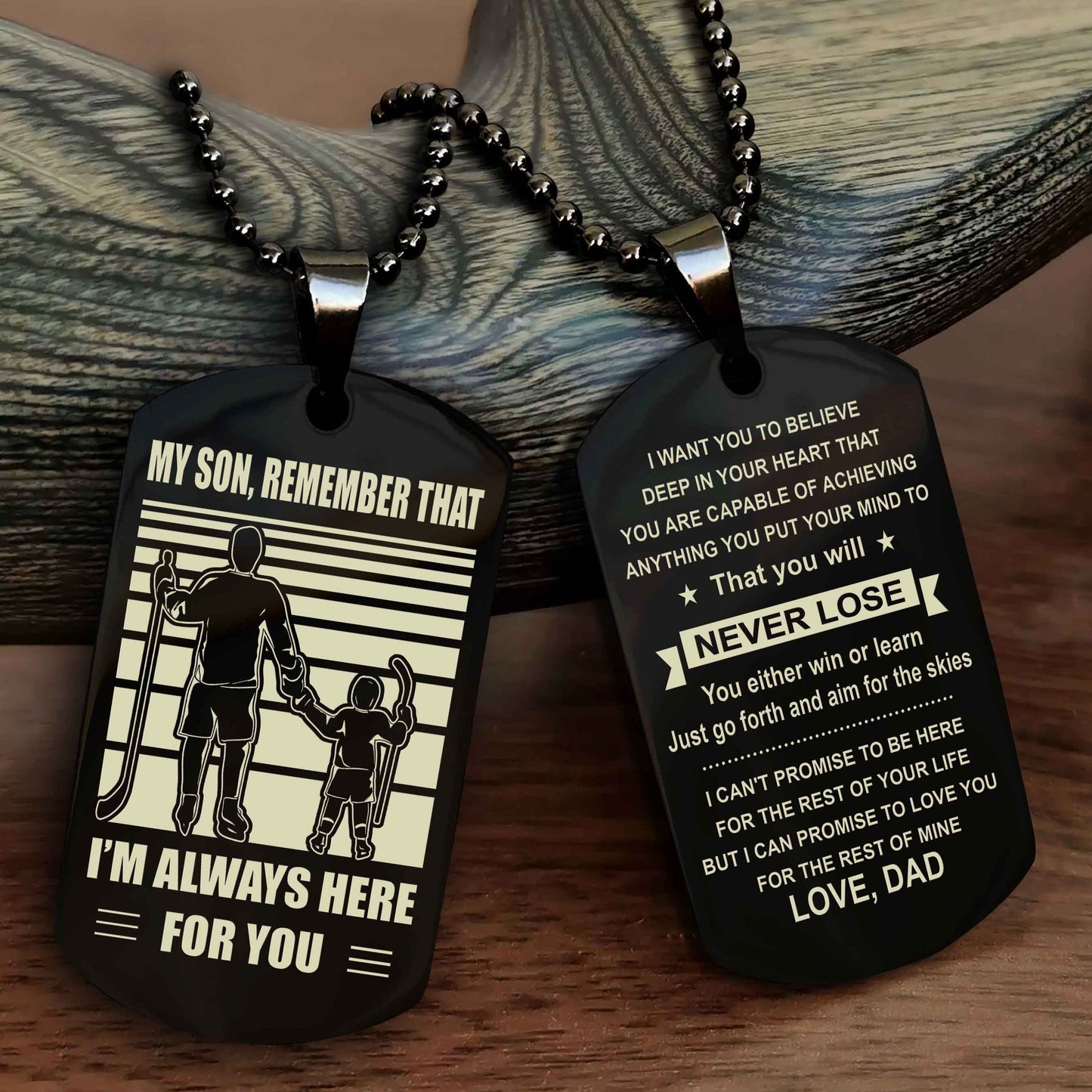 DRB Personalized Double Sided Dog Tag My Son Remember That I Will Always Here You Will Never Lose You Either Win Or Learn
