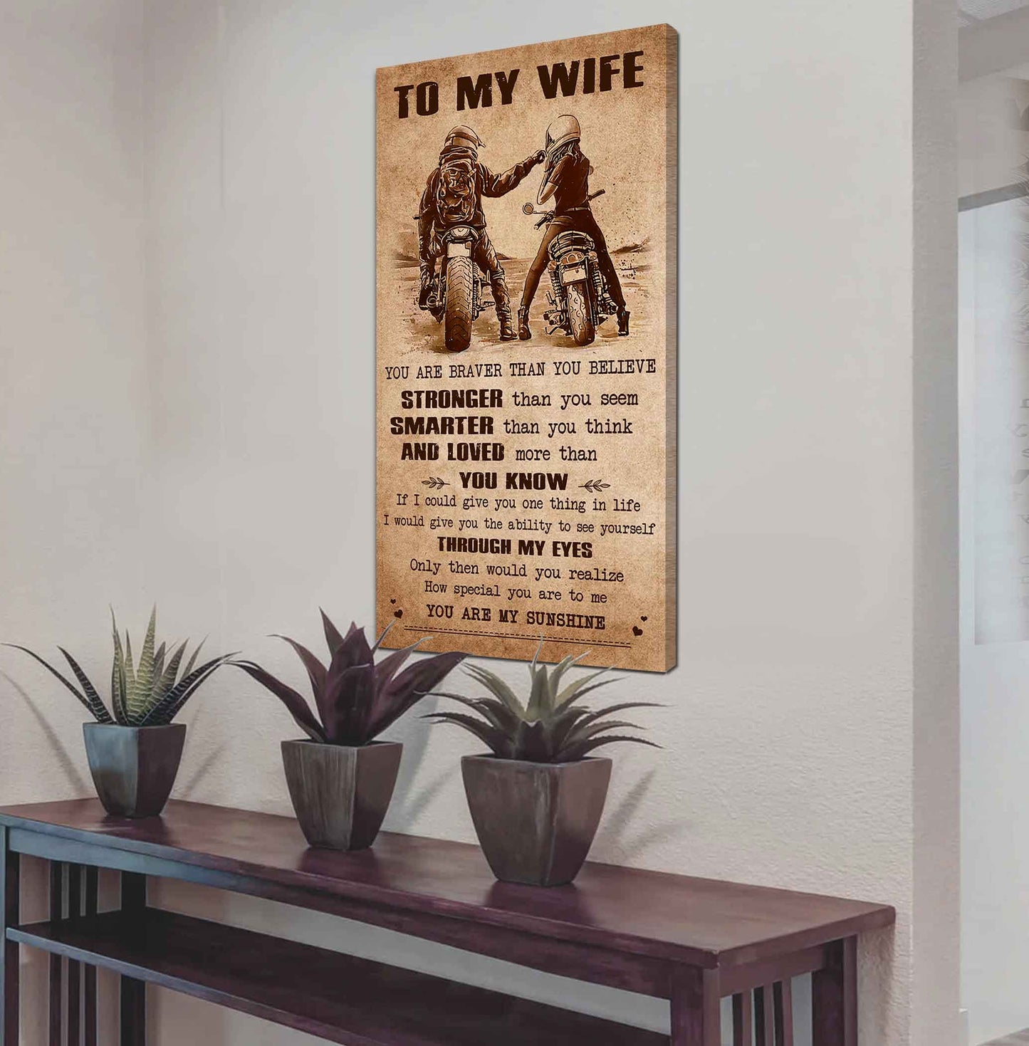 family poster canvas you are braver than you believe - you are my sunshine gift for your wife