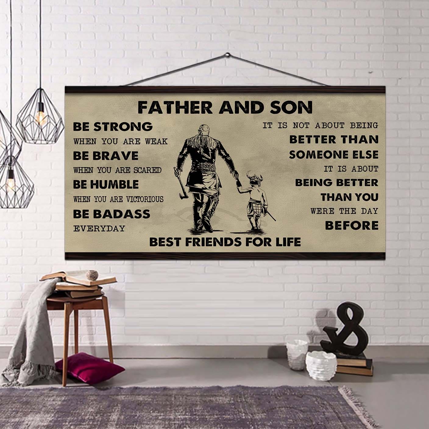 soldier father and son best friends for life - be strong when you are weak poster canvas gift for son from father