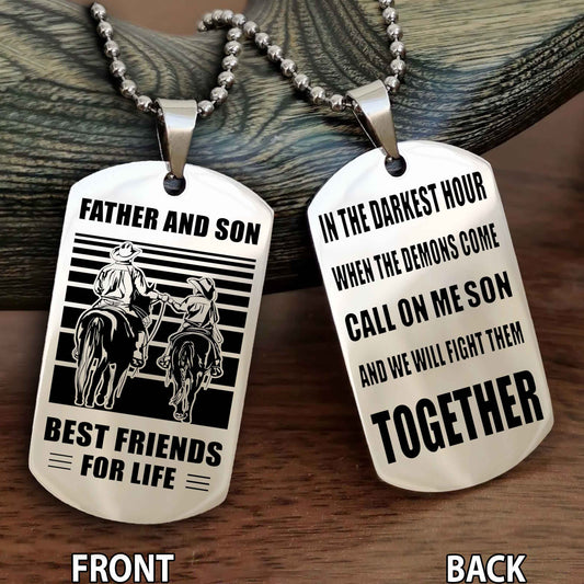 Cowboy Personalized Double Sided Dog Tag Call On Me Son And We Will Fight Them Together Gifts For Your Son From Dad
