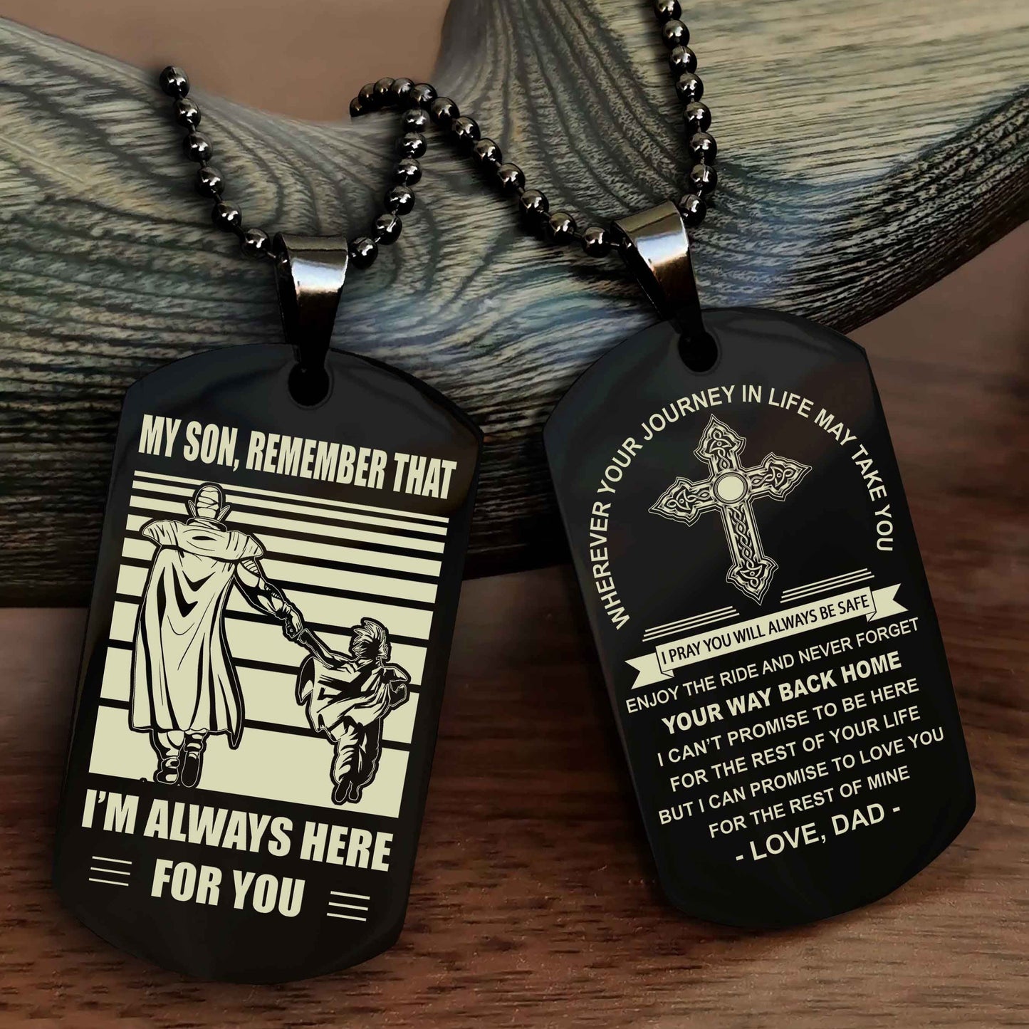 drb cross double sided dog tag my son remember that - gift for son enjoy the ride never forget your way back home