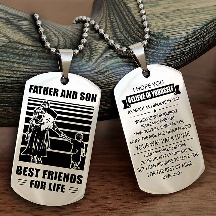 cowboy personalized double sided dog tag to my son i love you - enjoy the ride and never forget your way back home from