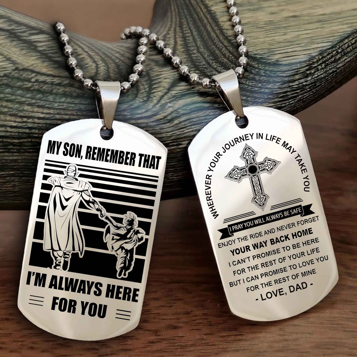 drb cross double sided dog tag my son remember that - gift for son enjoy the ride never forget your way back home