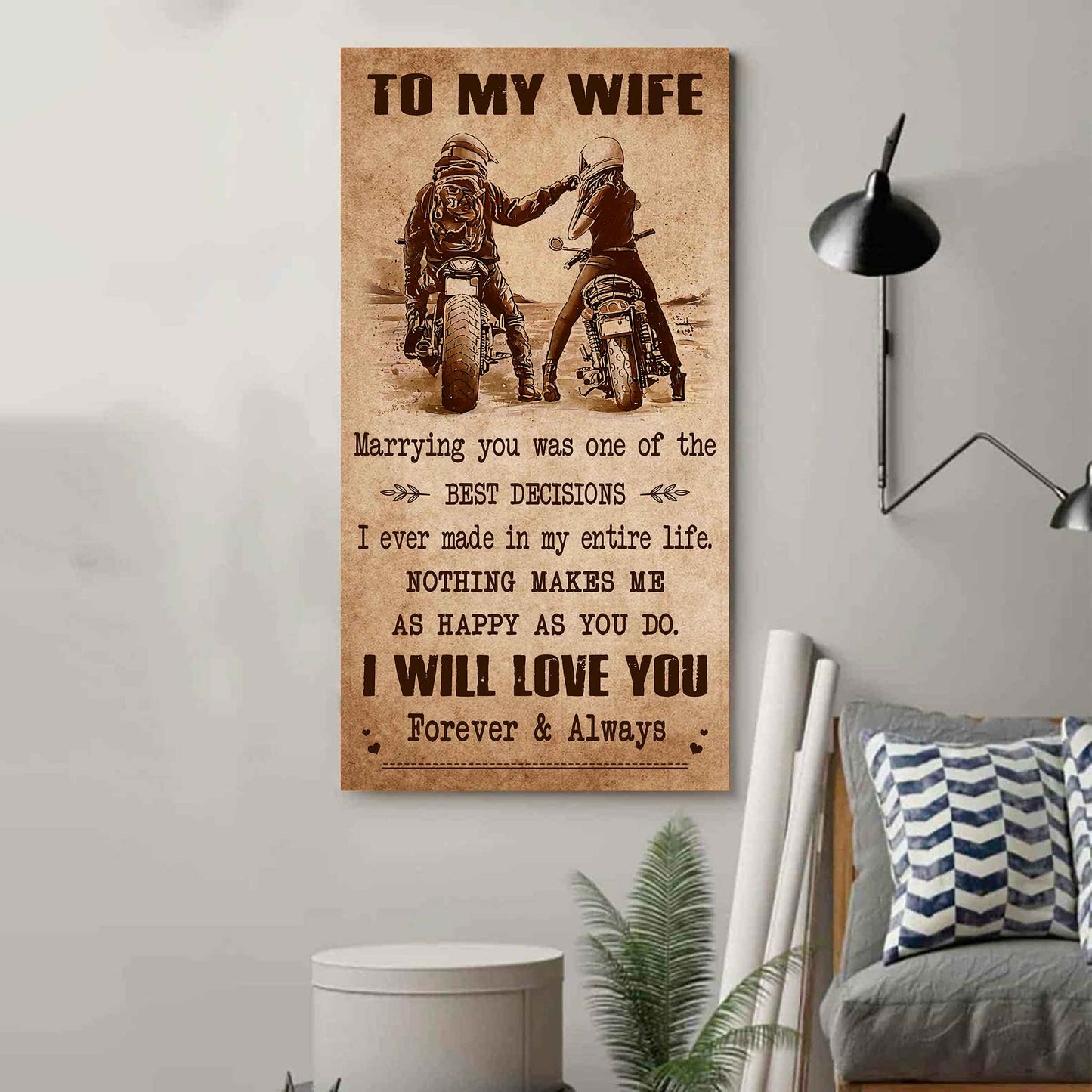 samurai poster canvas to my wife marrying you was one of the best decisions - i will love you forever and always gift for your wife