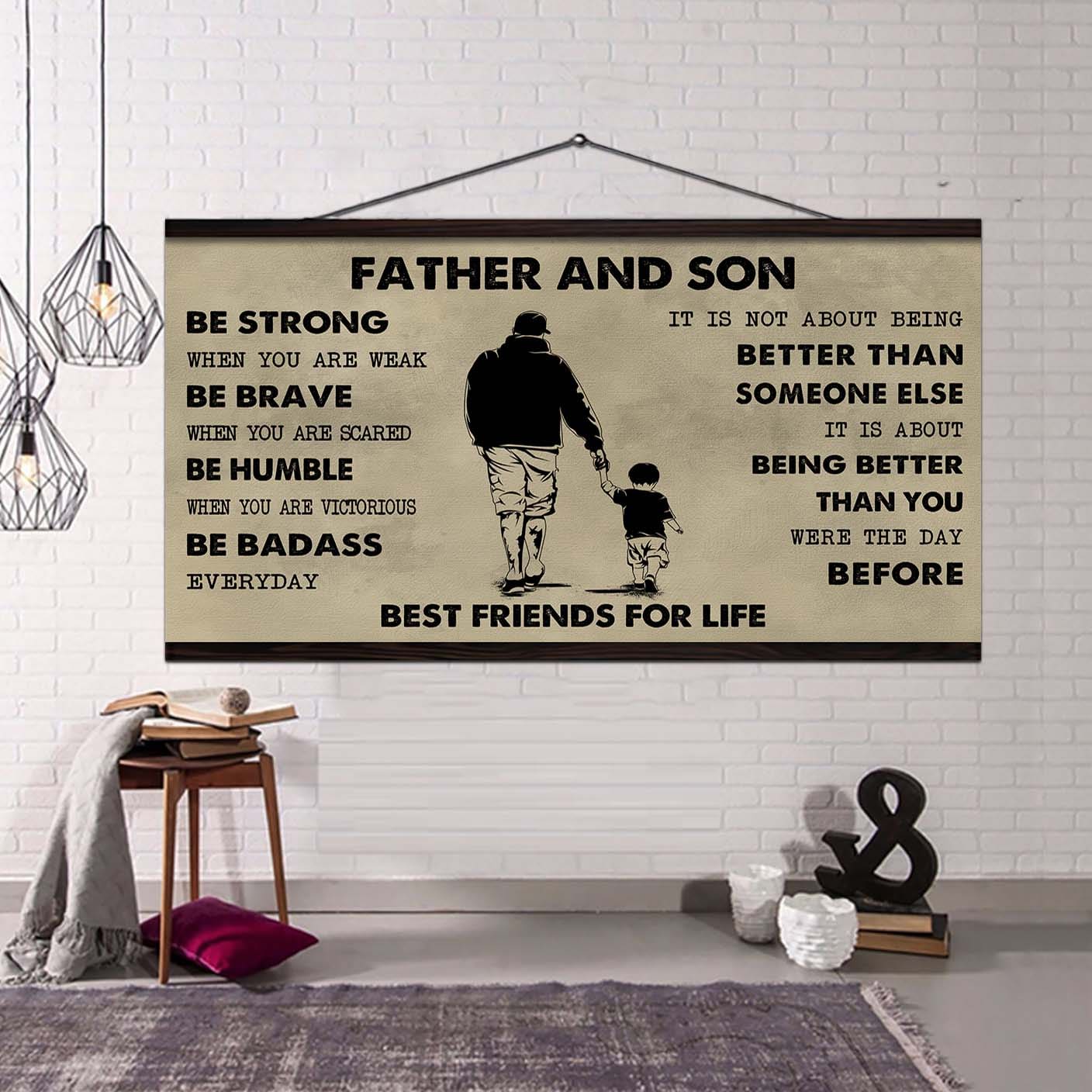 soldier father and son best friends for life - be strong when you are weak poster canvas gift for son from father
