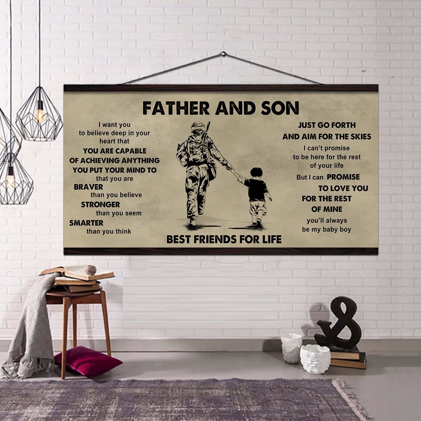 vikings father and son best friends for life - that you are braver than you believe poster canvas gift for son from father