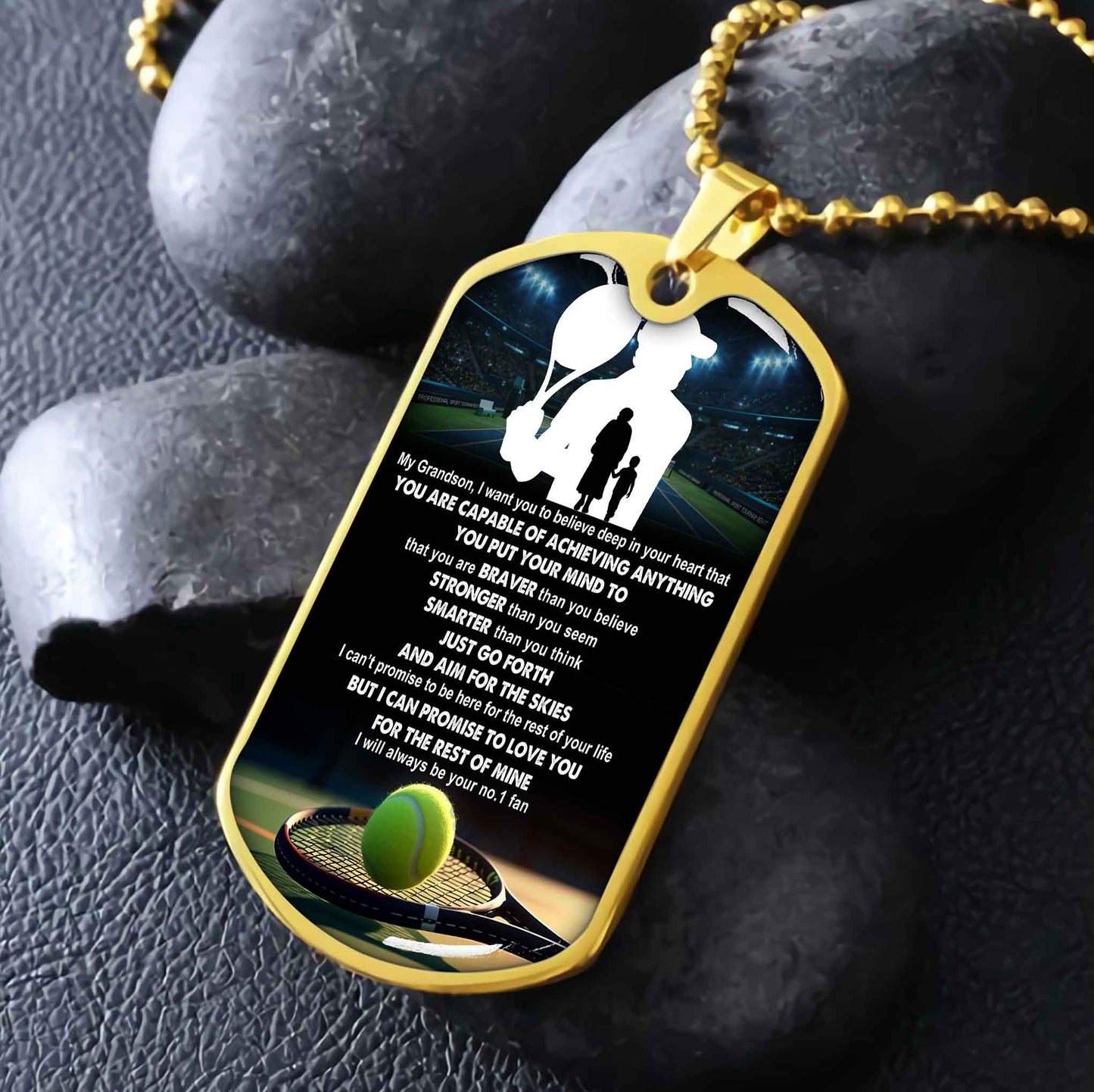 Sport Military Chain 18K Gold Plated Silver Plated To My Grandson From Grandma Motivation Message I Will Always Be Your No 1 Fan