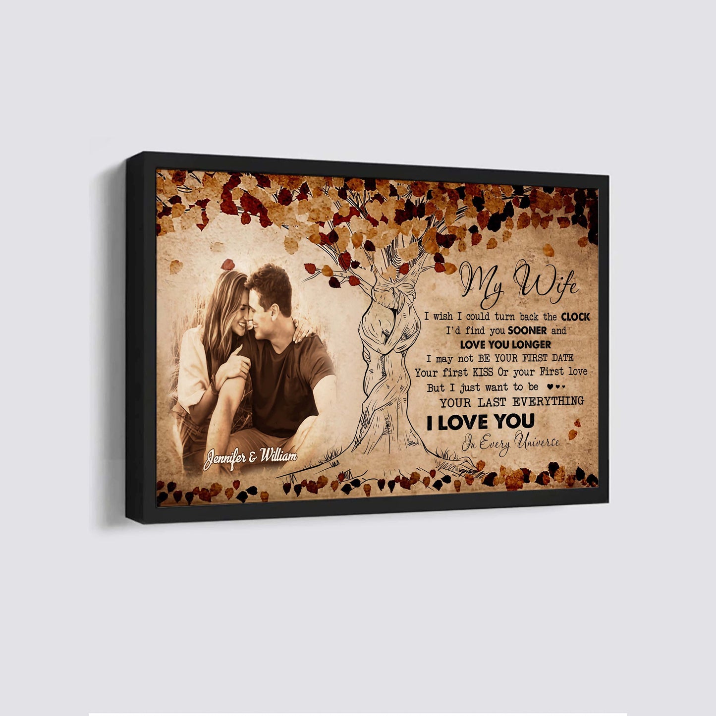 valentines gifts-poster canvas-custom image- husband to wife- marrying you was one of the best decision i ever made