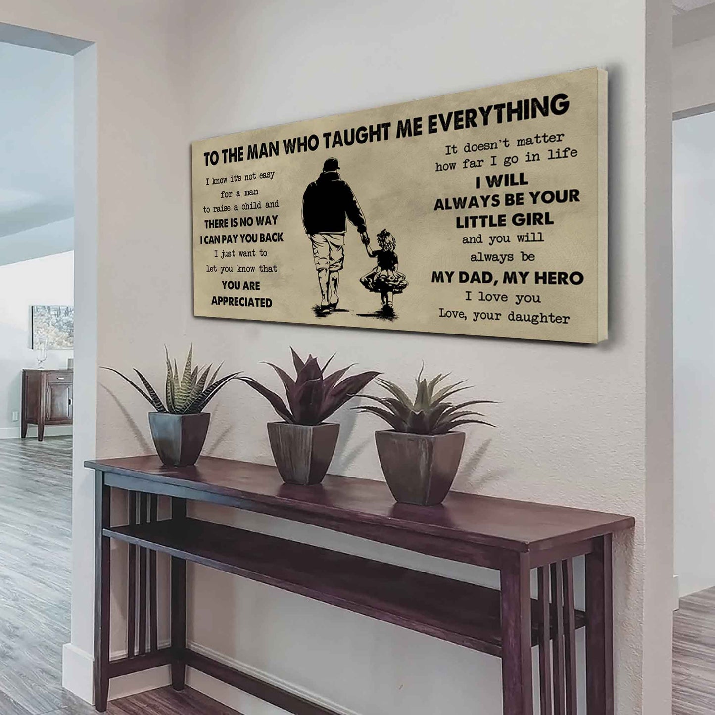 drb to the man who taught me everything - you will always be my hero poster canvas gift for father - photo upload