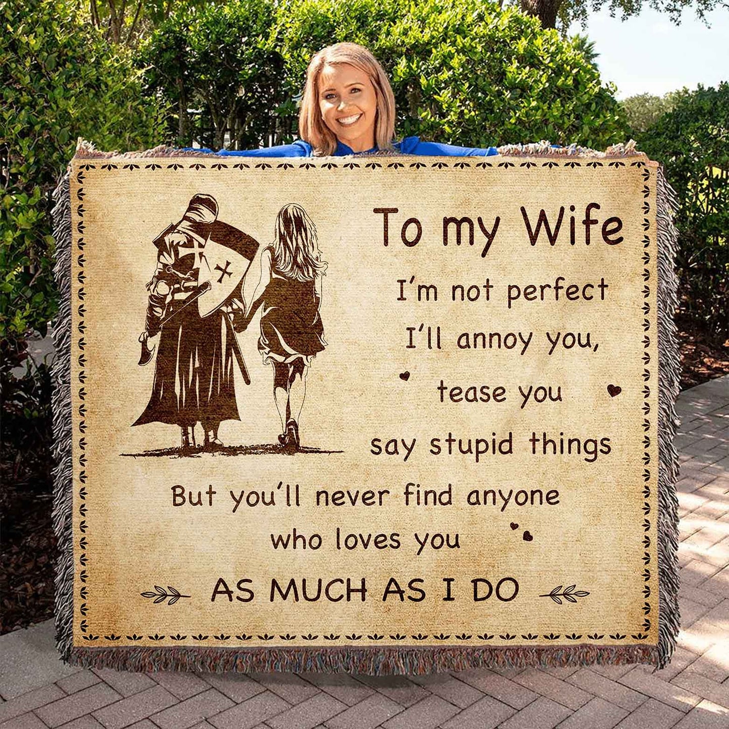 to my wife woven blanket i am not perfect gift for your wife