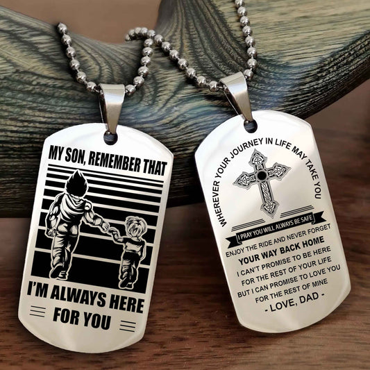 DRB Cross Double Sided Dog Tag My Son Remember That - Gift For Son Enjoy The Ride Never Forget Your Way Back Home