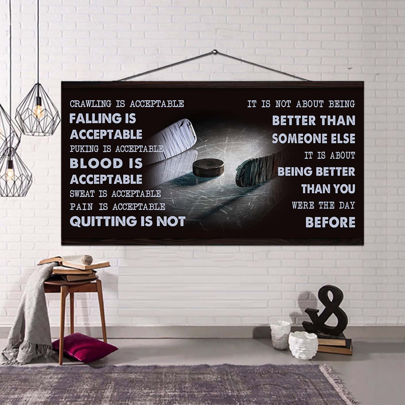 american football canvas quiting is not- it is not about being better than someone else