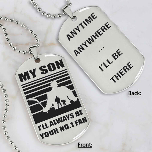 Sport Personalized Double Sided Dog Tag I Will Always Be Your No 1 Fan - Any Time Any Where I Will Be There Gift From Dad To Son