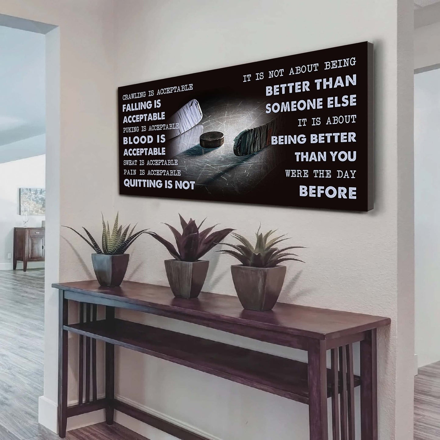 american football canvas quiting is not- it is not about being better than someone else