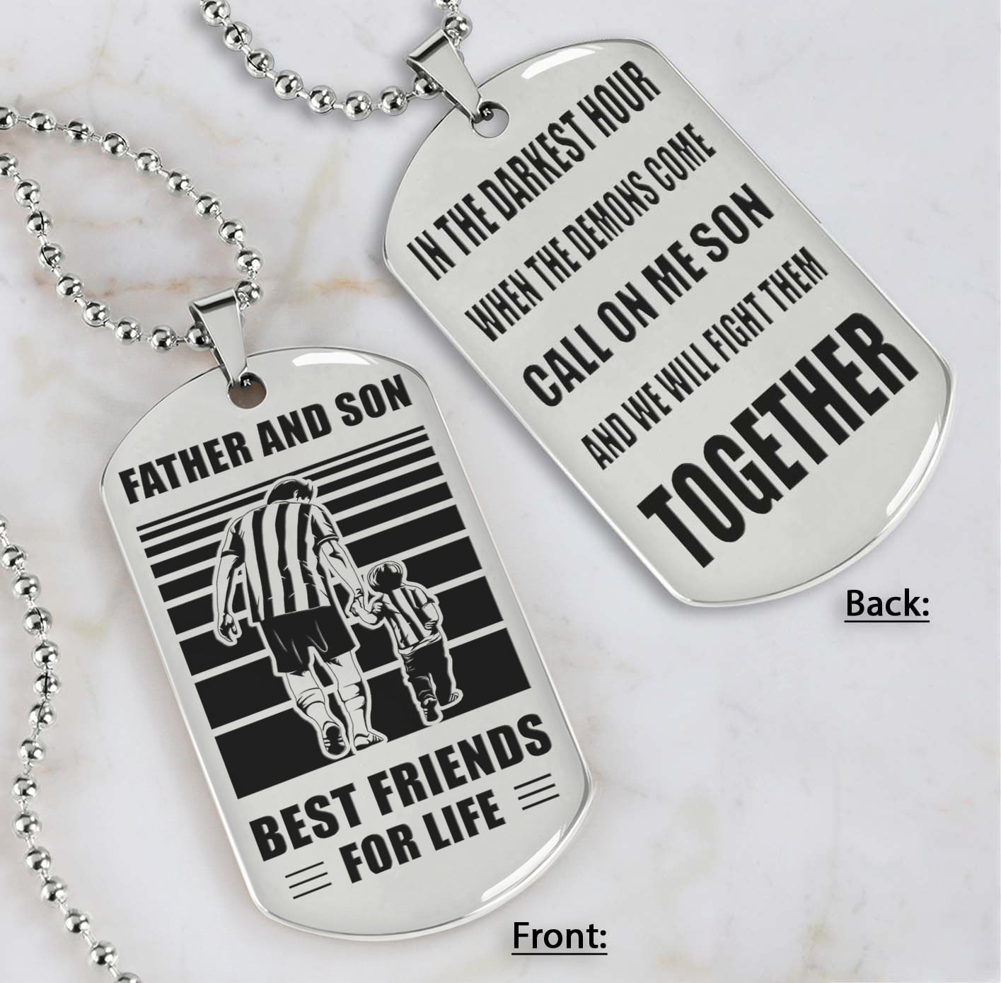 samurai personalized double sided dog tag call on me son and we will fight them together gifts for your son from dad