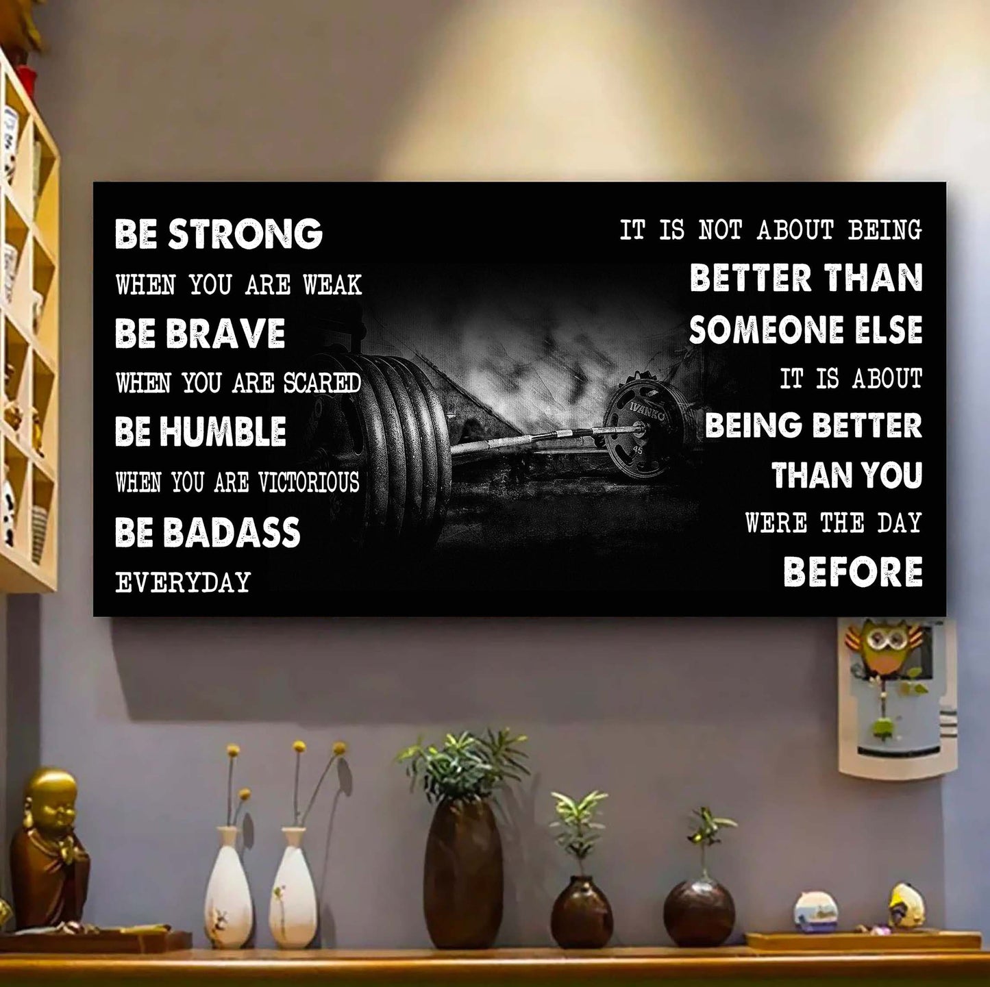 wrestling poster it is not about being better than someone else - be strong when you are weak