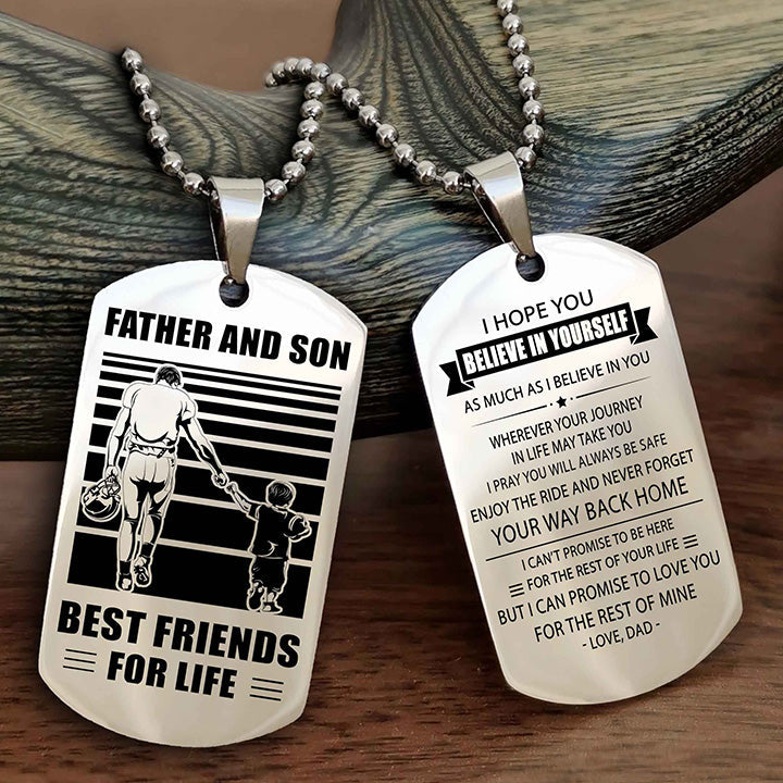 cowboy personalized double sided dog tag to my son i love you - enjoy the ride and never forget your way back home from