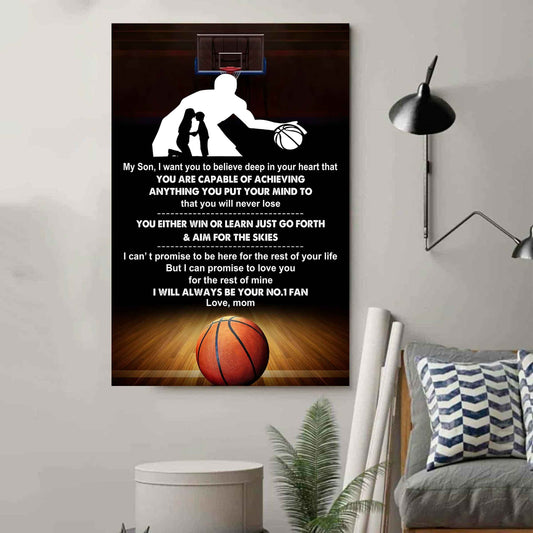 Sport Poster Canvas Mom To Son - You Will Never Lose You Either Win Or Learn I Will Always Your No 1 Fan