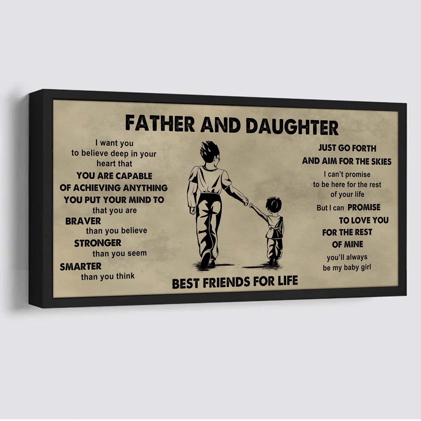 drb father and daughter best friends for life - that you are braver than you believe poster canvas gift for daughter from father