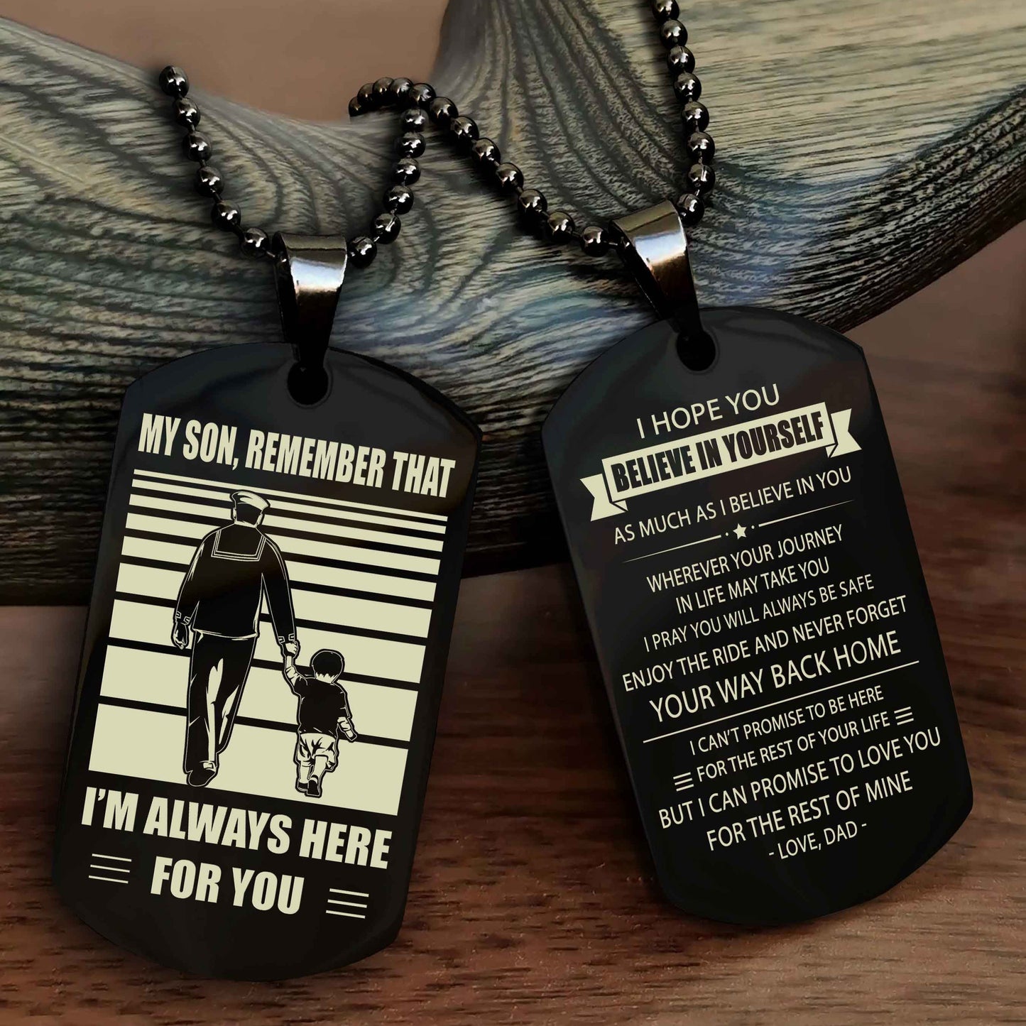 DRB Personalized Double Sided Dog Tag My Son Remember That I Will Always Here Never Forget Your Way Back Home