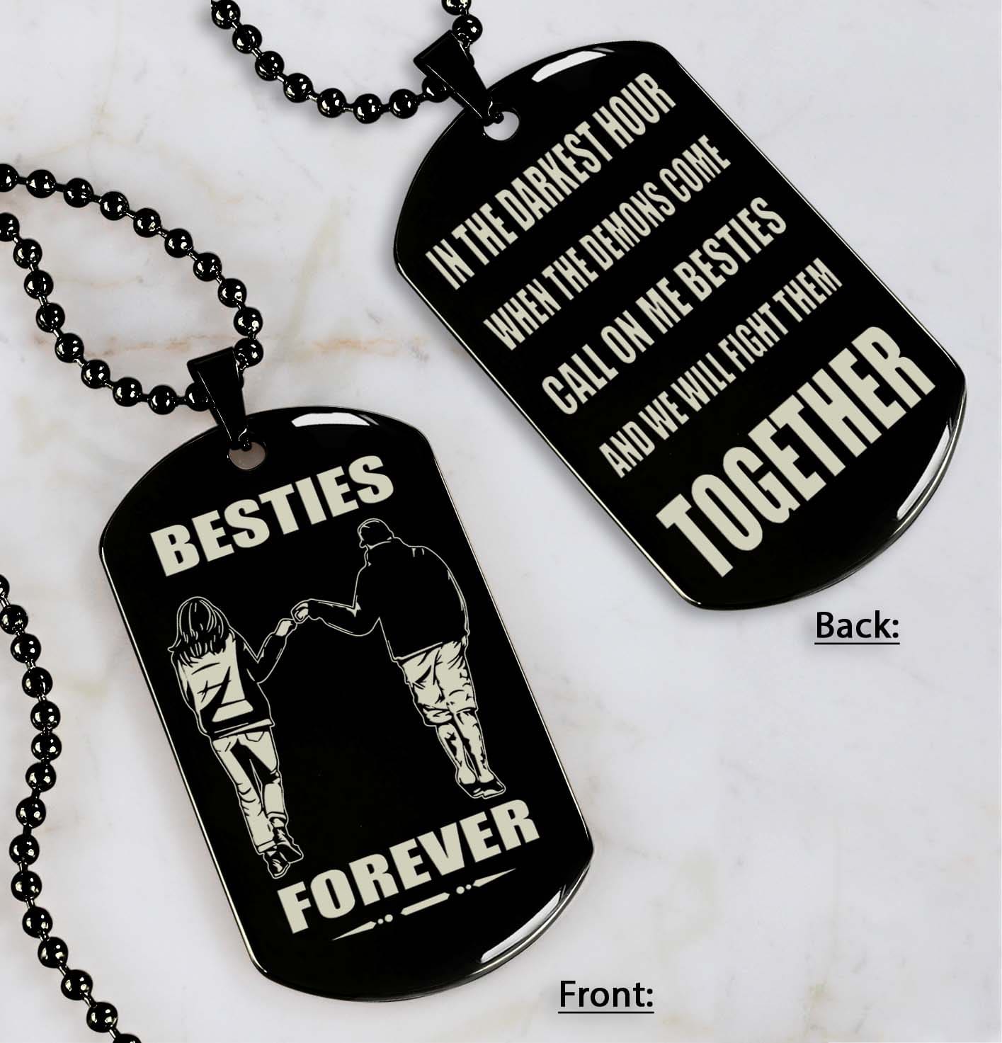 customizable engraved black dog tag double sided gift from brother, brother forever