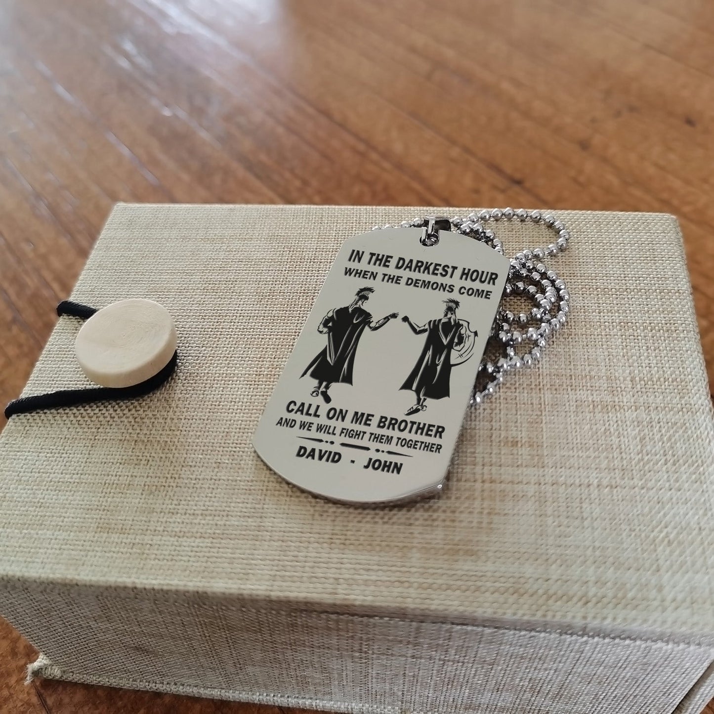 personalized one sided dog tag call on me brother and we will fight them together