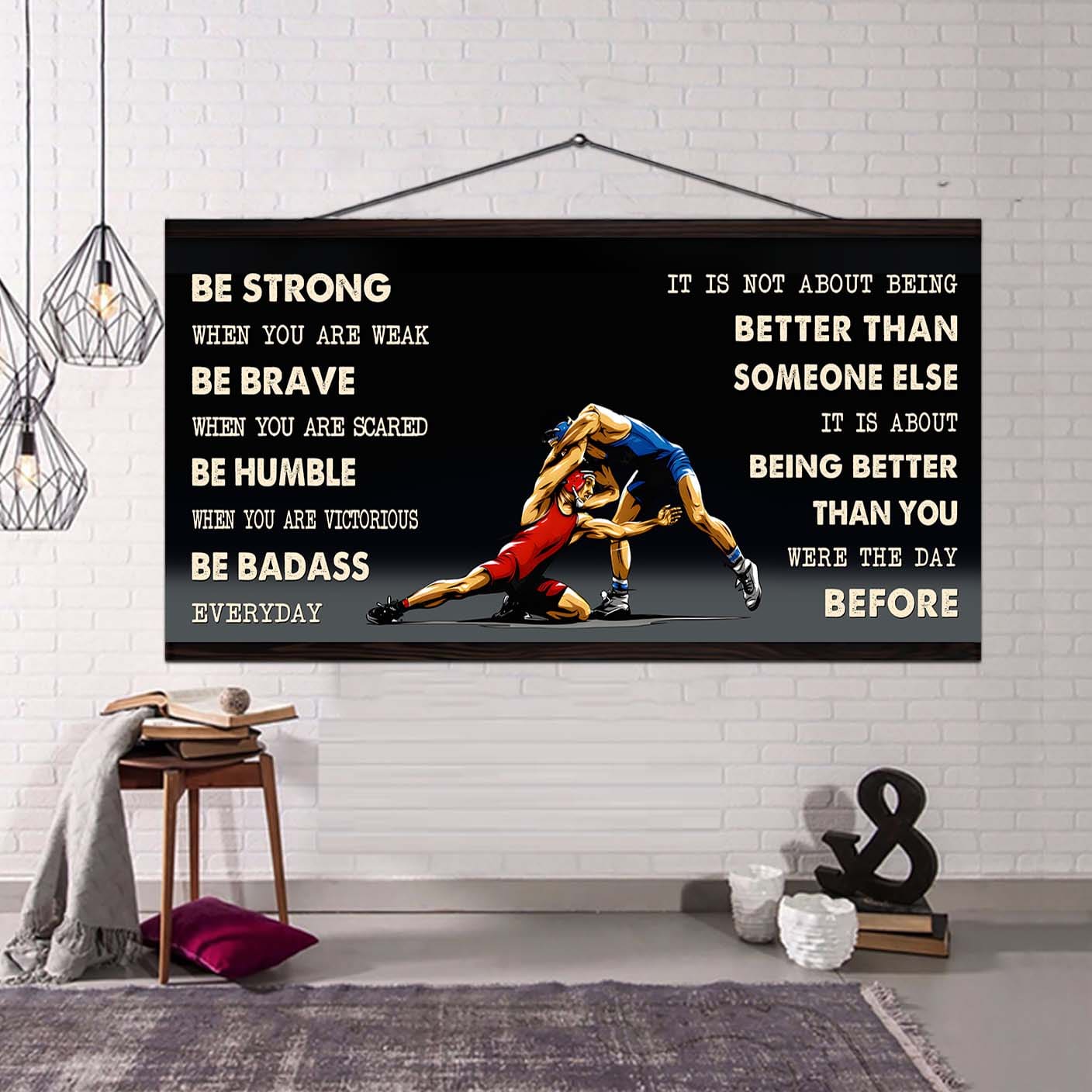 fitness poster it is not about being better than someone else - be strong when you are weak