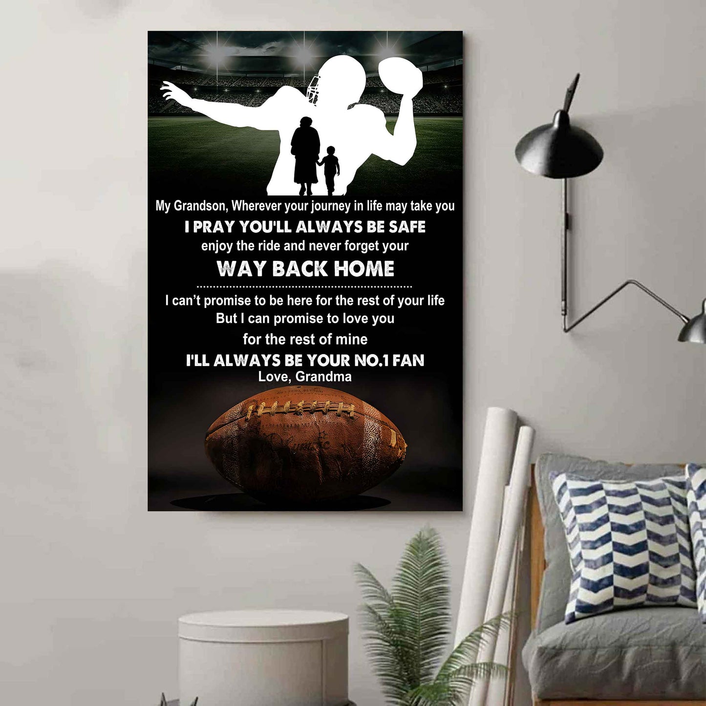 Sport Poster Canvas Grandma To Grandson - Never Forget Your Way Back Home I Will Always Your No 1 Fan